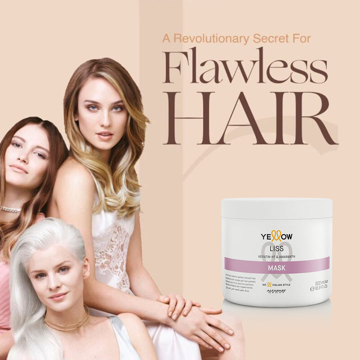 Alfaparf Yellow Liss Professional Anti-Frizz Hair Mask With Keratin HT & Amaranth 500ml - Easy Pharmacy LLC