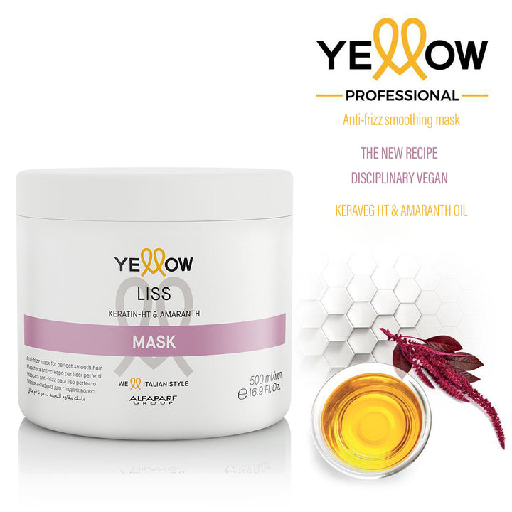 Alfaparf Yellow Liss Professional Anti-Frizz Hair Mask With Keratin HT & Amaranth 500ml - Easy Pharmacy LLC