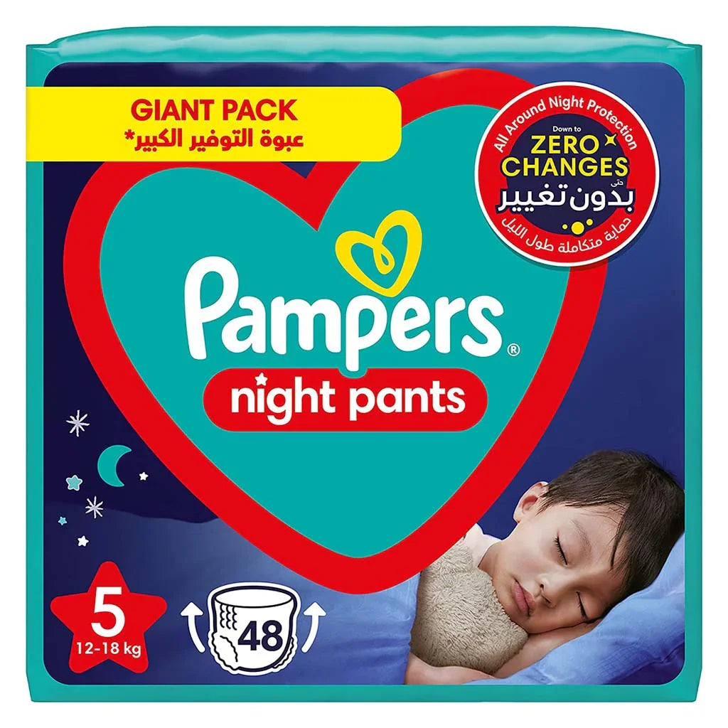 Pampers Night Baby Diaper Pants, Size 5, 12-18Kg, Pack of 48's - Easy Pharmacy LLC