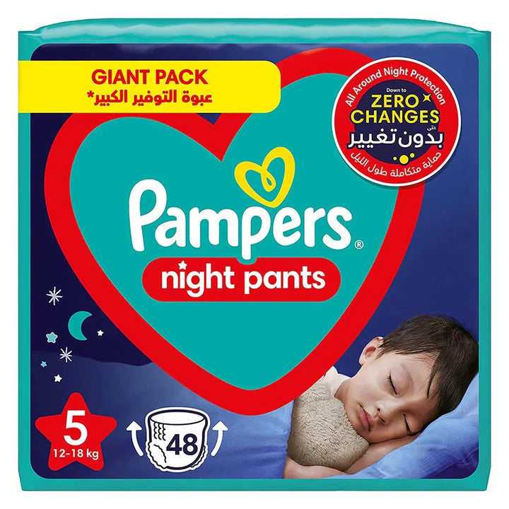 Pampers Night Baby Diaper Pants, Size 5, 12-18Kg, Pack of 48's - Easy Pharmacy LLC