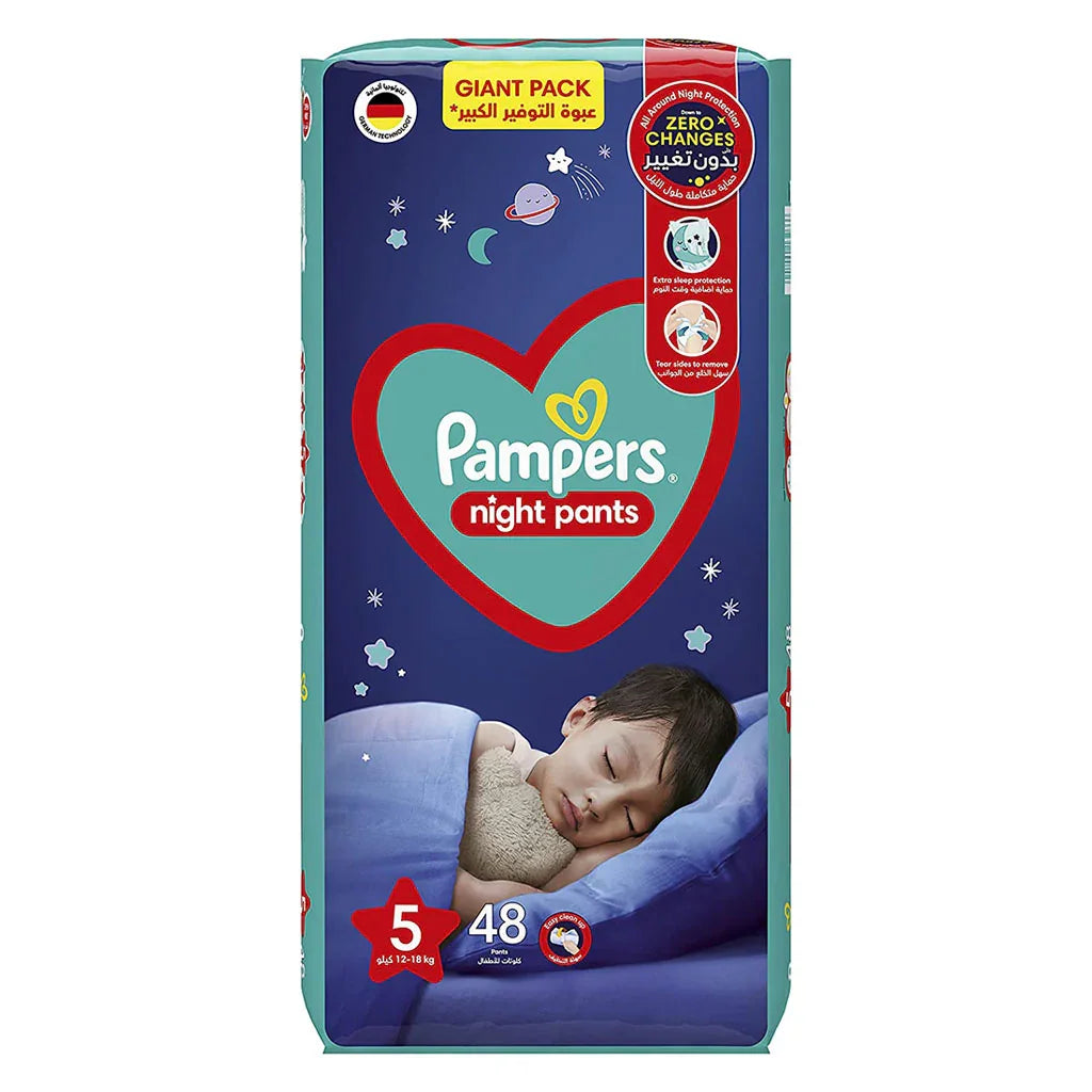 Pampers Night Baby Diaper Pants, Size 5, 12-18Kg, Pack of 48's - Easy Pharmacy LLC