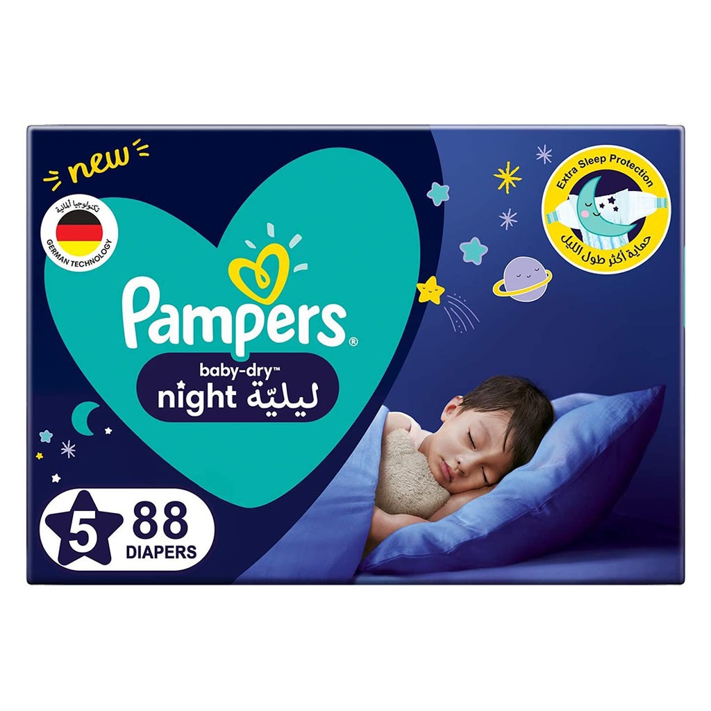 Pampers Baby-Dry Night Baby Diapers, Size 5, 12-17Kg, Pack of 88's - Easy Pharmacy LLC