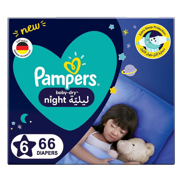 Pampers Baby-Dry Night Baby Diapers, Size 6, 14+Kg, Pack of 66's - Easy Pharmacy LLC