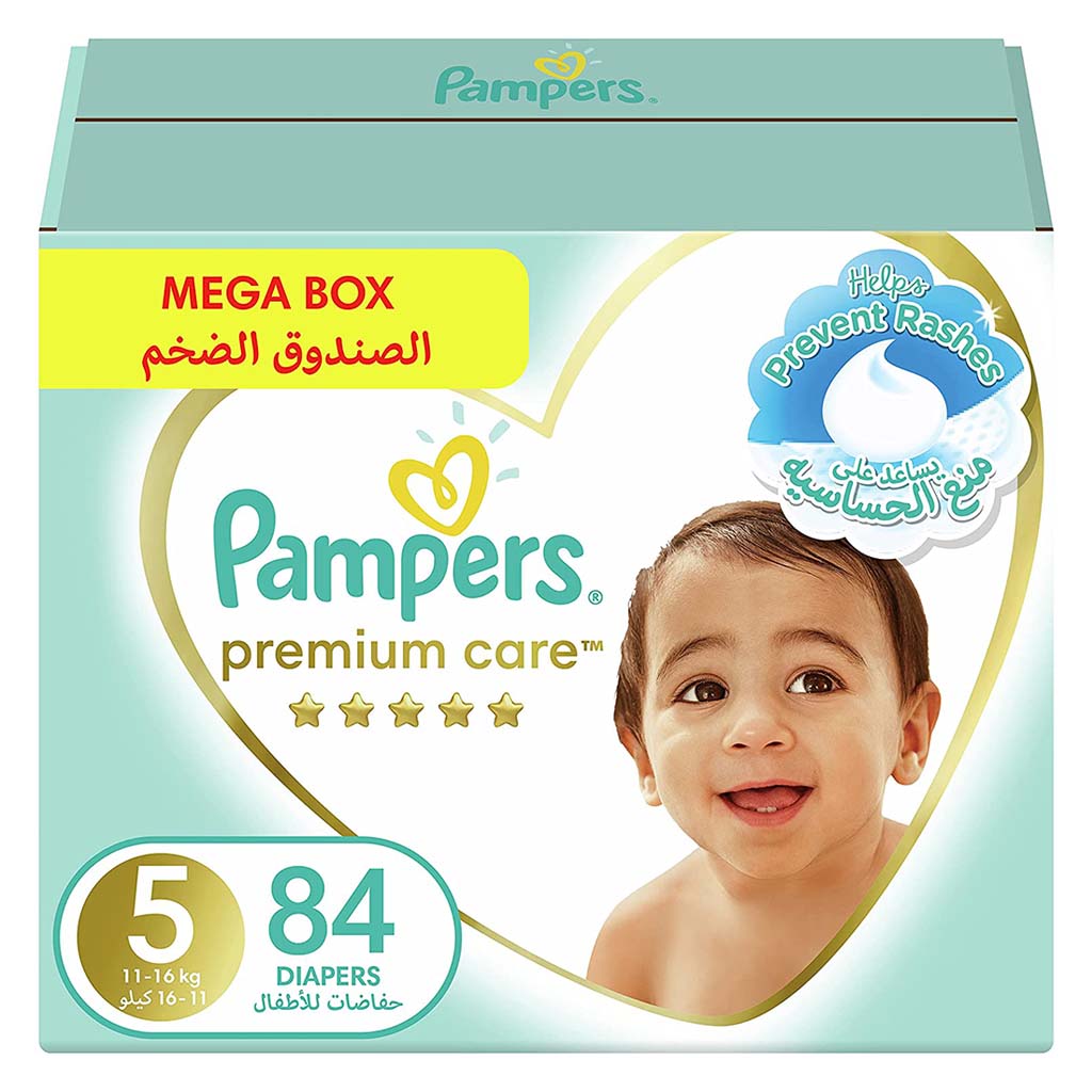 Pampers Premium Care Baby Diapers, Size 5, 11-16Kg, Pack of 84's - Easy Pharmacy LLC