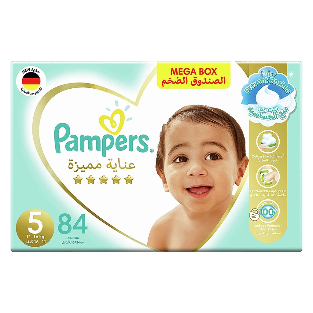 Pampers Premium Care Baby Diapers, Size 5, 11-16Kg, Pack of 84's - Easy Pharmacy LLC