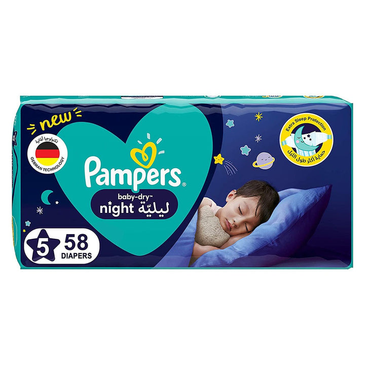 Pampers Baby-Dry Night Baby Diapers, Size 5, 12-17Kg, Pack of 58's - Easy Pharmacy LLC