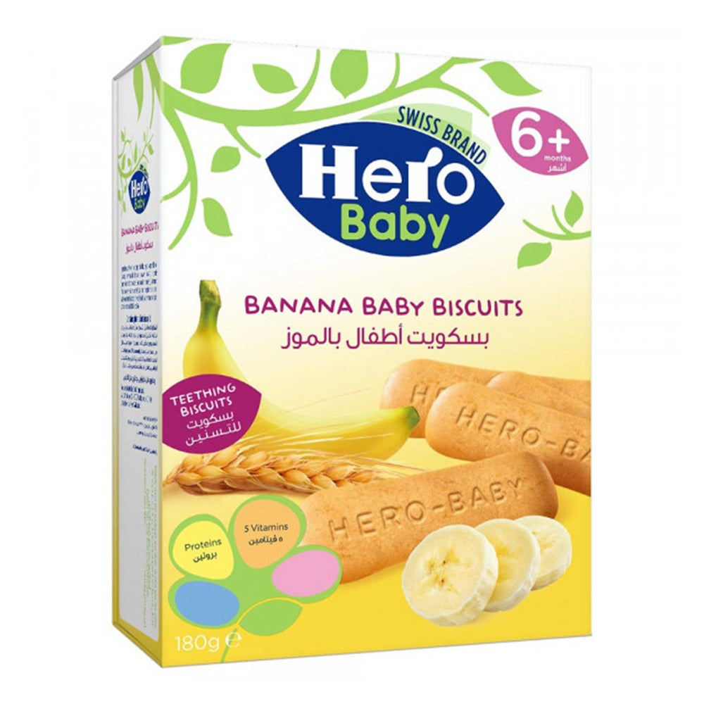 Hero Baby 6+ Months Banana Baby Biscuits 180 g - Easy Pharmacy LLC