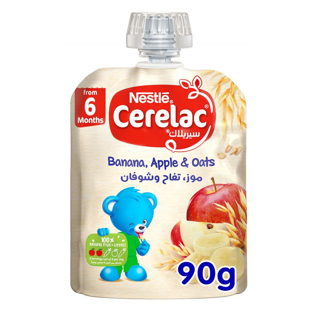 Nestle Cerelac 6+ Months Banana, Apple & Oats Puree Pouch 90 g - Easy Pharmacy LLC