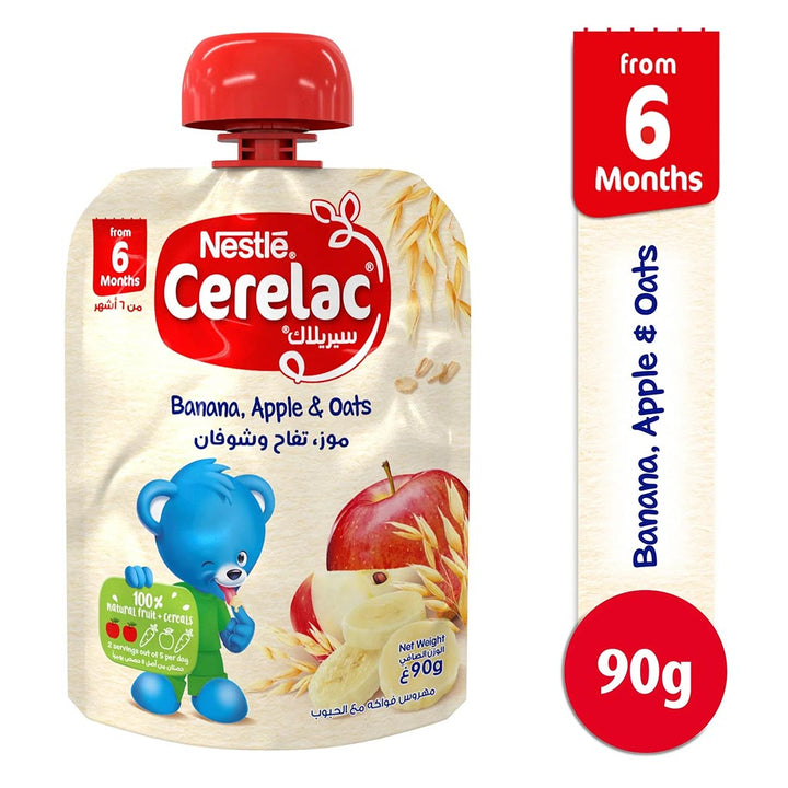 Nestle Cerelac 6+ Months Banana, Apple & Oats Puree Pouch 90 g - Easy Pharmacy LLC