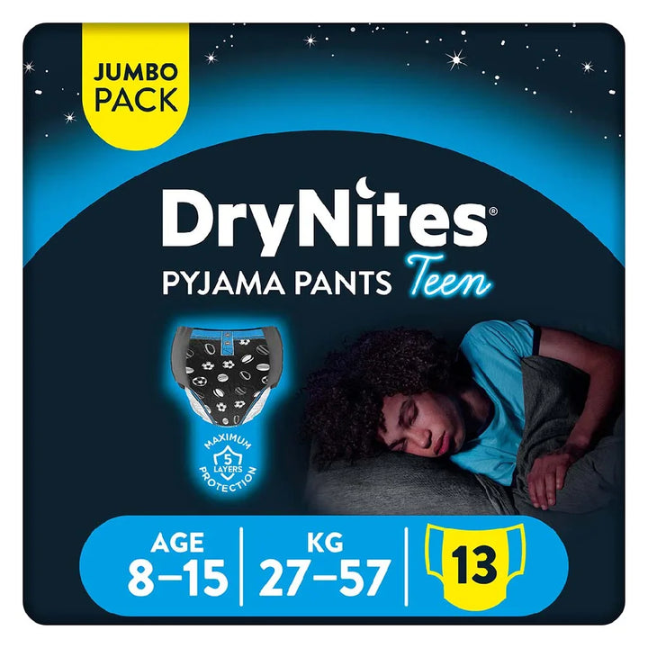 Huggies DryNites Pyjama Pants, 8-15 Years, 27-57Kg, Bed Wetting Diapers For Boys, Jumbo Pack of 13's - Easy Pharmacy LLC
