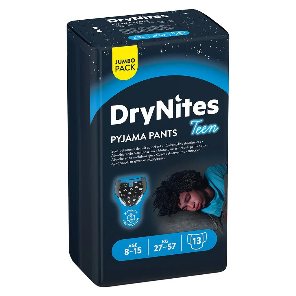 Huggies DryNites Pyjama Pants, 8-15 Years, 27-57Kg, Bed Wetting Diapers For Boys, Jumbo Pack of 13's - Easy Pharmacy LLC