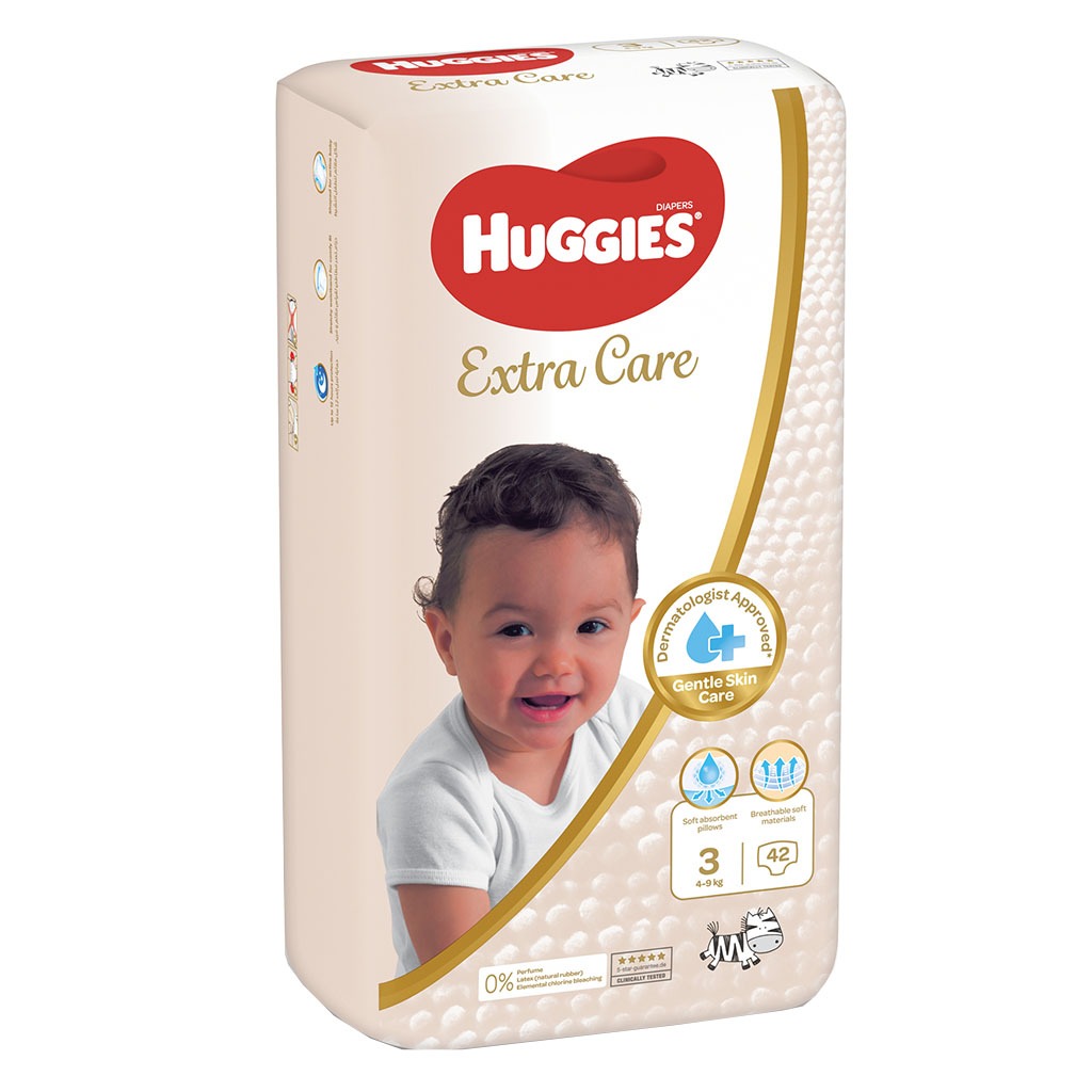 Huggies Extra Care Baby Diapers, Size 3, 4-9Kg, Value Pack of 42's - Easy Pharmacy LLC
