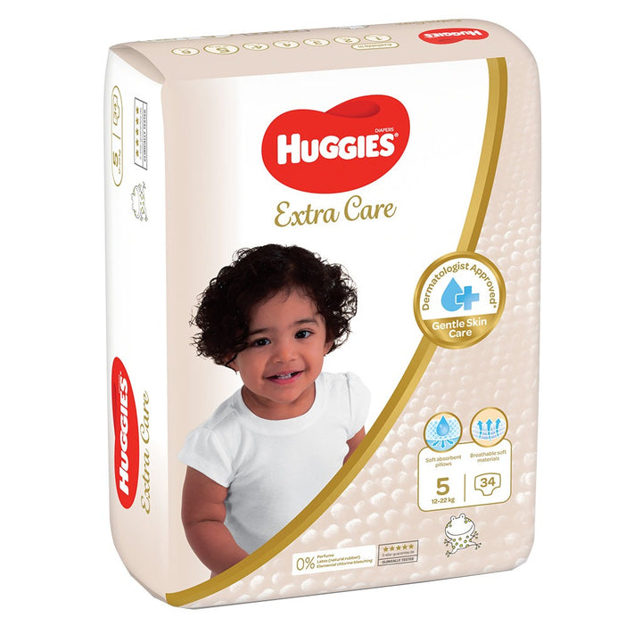 Huggies Extra Care Baby Diapers, Size 5, 12-22Kg, Value Pack of 34's - Easy Pharmacy LLC