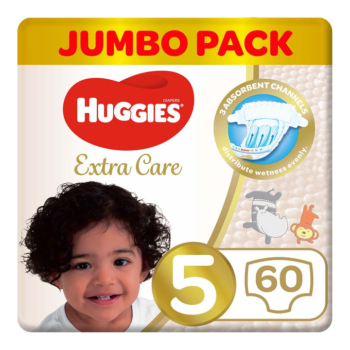 Huggies Extra Care Baby Diapers, Size 5, 12-22Kg, Jumbo Pack of 60's - Easy Pharmacy LLC