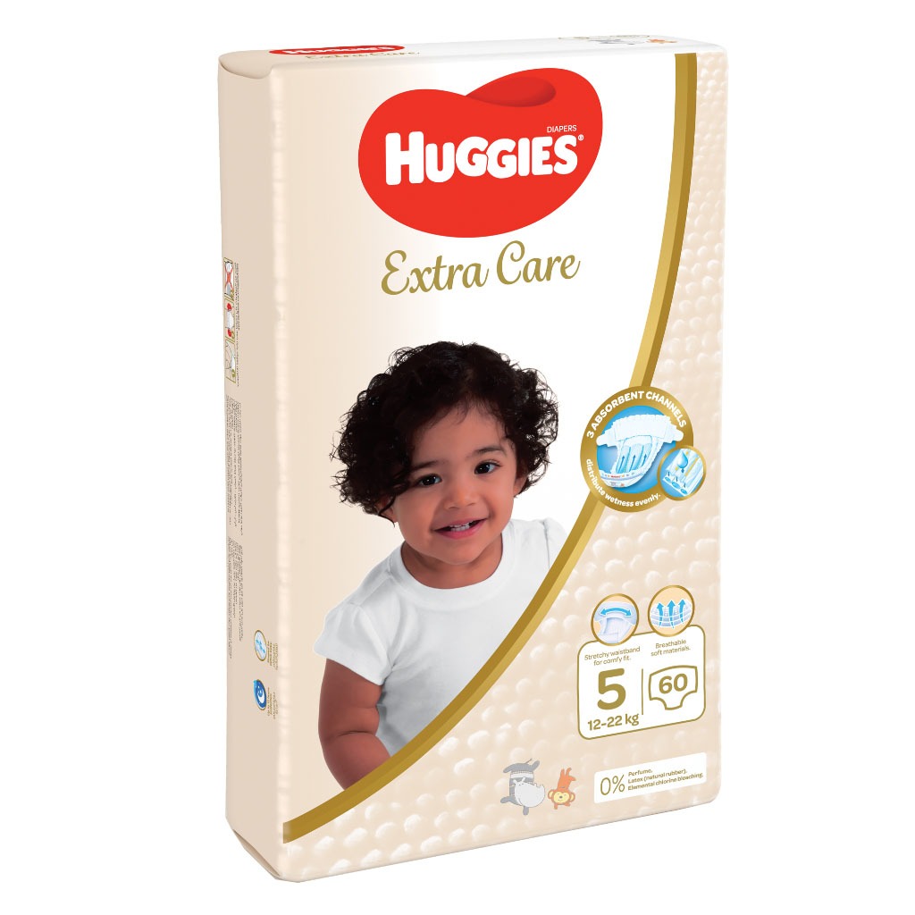 Huggies Extra Care Baby Diapers, Size 5, 12-22Kg, Jumbo Pack of 60's - Easy Pharmacy LLC