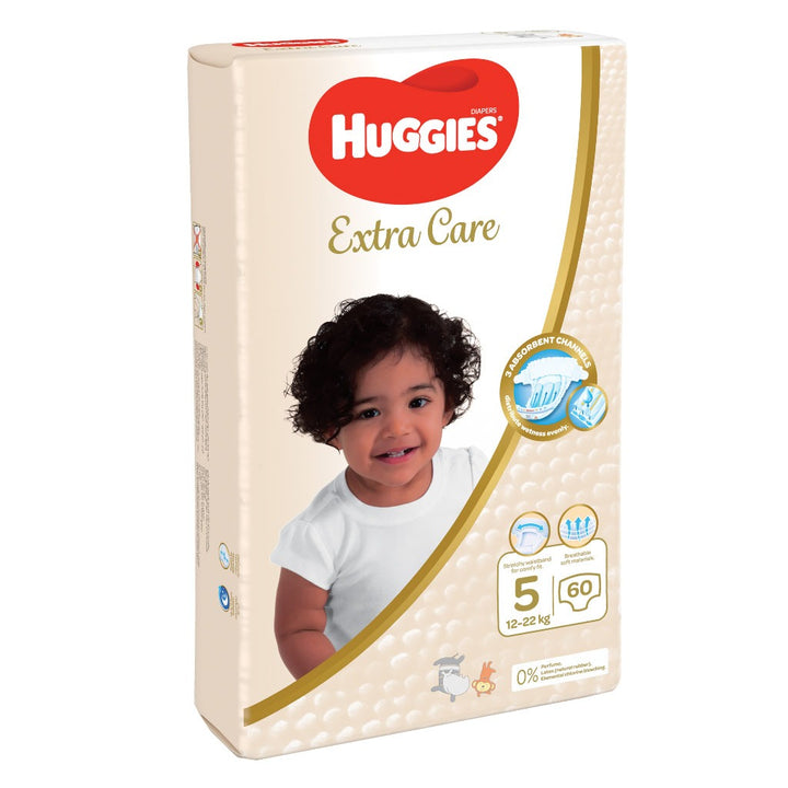 Huggies Extra Care Baby Diapers, Size 5, 12-22Kg, Jumbo Pack of 60's - Easy Pharmacy LLC