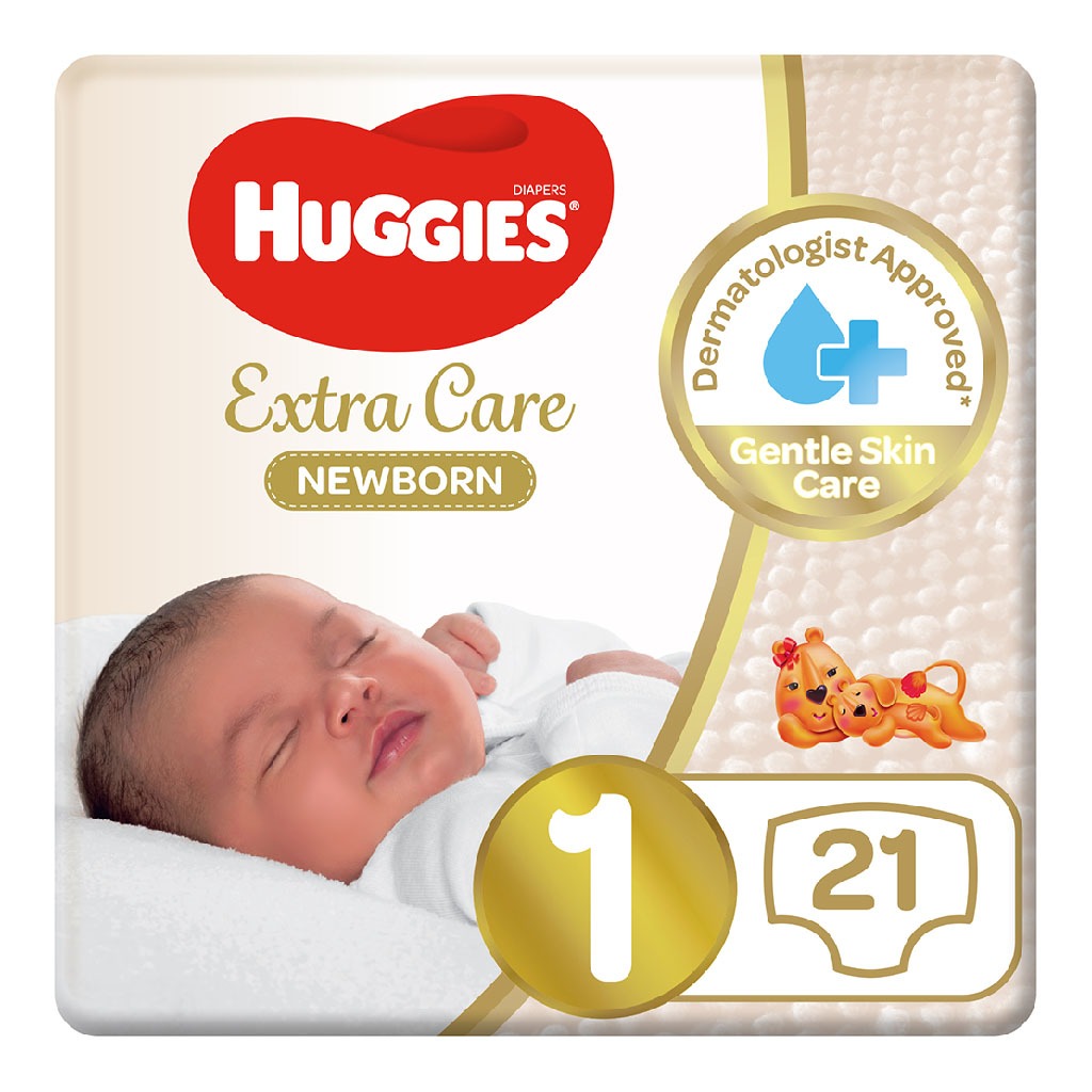 Huggies Extra Care Newborn Diapers, Size 1, Up to 5Kg, Pack of 21's - Easy Pharmacy LLC