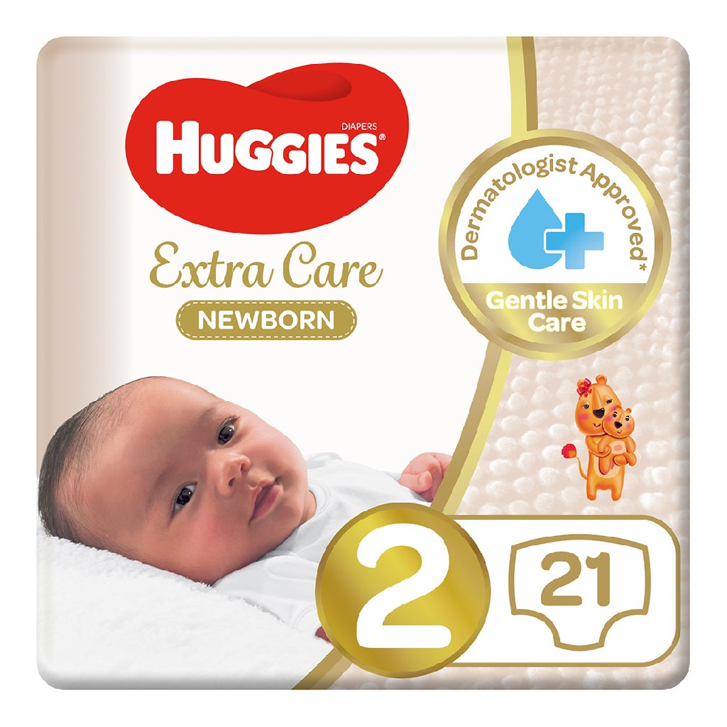 Huggies Extra Care Newborn Diapers, Size 2, 4-6Kg, Pack of 21's - Easy Pharmacy LLC