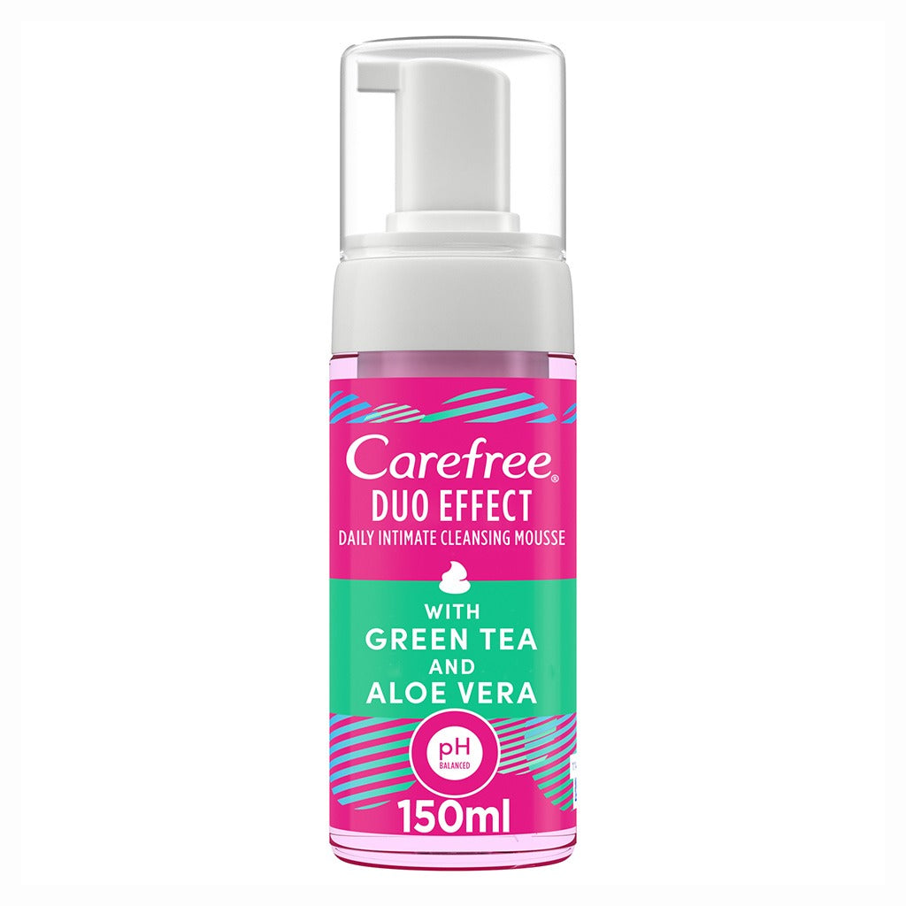 Carefree Duo Effect Daily Intimate Cleansing Foam With Green Tea & Aloe Vera 150ml - Easy Pharmacy LLC