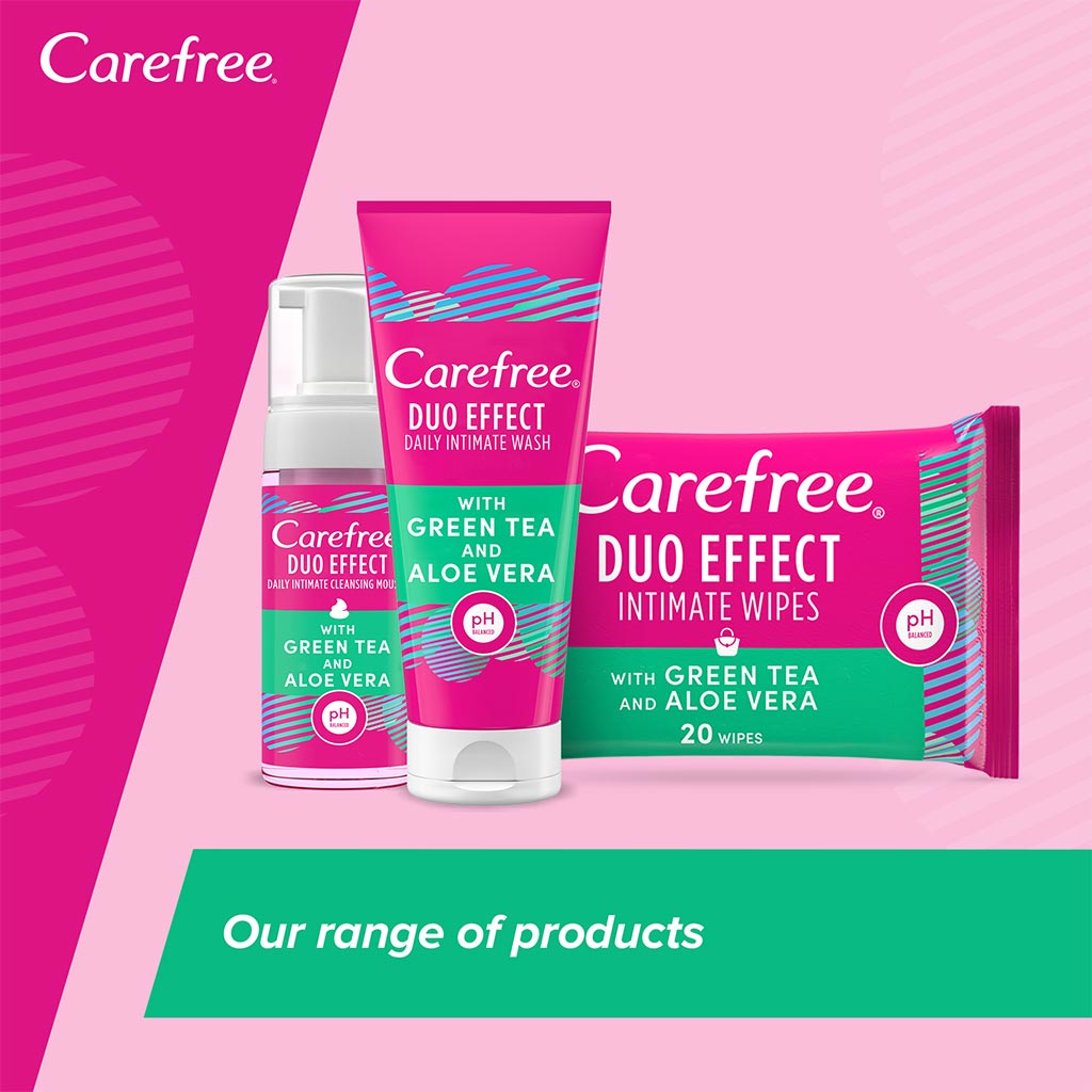 Carefree Duo Effect Daily Intimate Cleansing Foam With Green Tea & Aloe Vera 150ml - Easy Pharmacy LLC