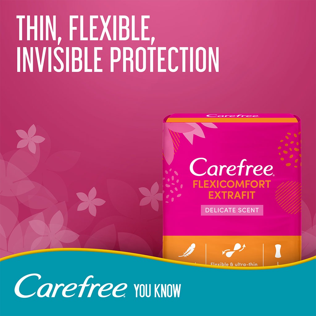 Carefree FlexiComfort Extrafit Ultra-Thin Delicate Scented Panty Liners, Pack of 20's - Easy Pharmacy LLC