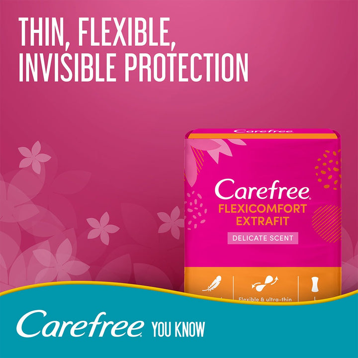 Carefree FlexiComfort Extrafit Ultra-Thin Delicate Scented Panty Liners, Pack of 20's - Easy Pharmacy LLC
