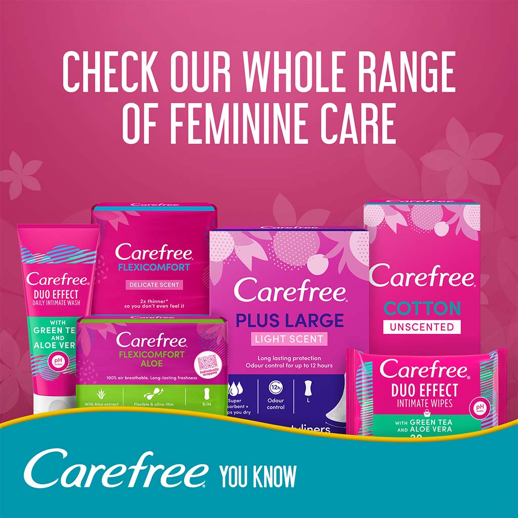 Carefree FlexiComfort Extrafit Ultra-Thin Delicate Scented Panty Liners, Pack of 20's - Easy Pharmacy LLC