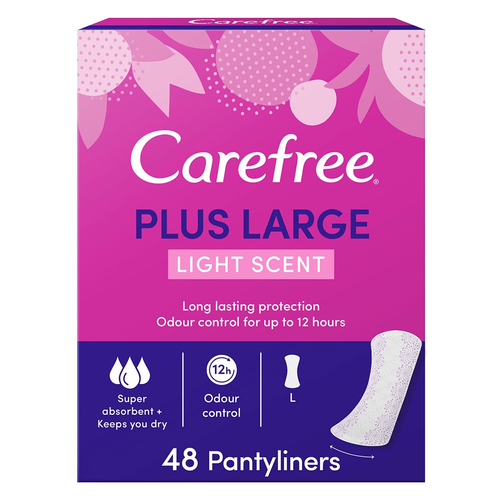 Carefree Plus Large Super Absorbent Light Scented Panty Liners, Pack of 48's - Easy Pharmacy LLC