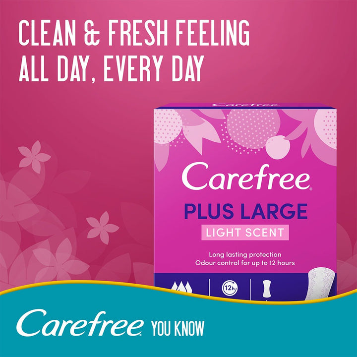 Carefree Plus Large Super Absorbent Light Scented Panty Liners, Pack of 48's - Easy Pharmacy LLC