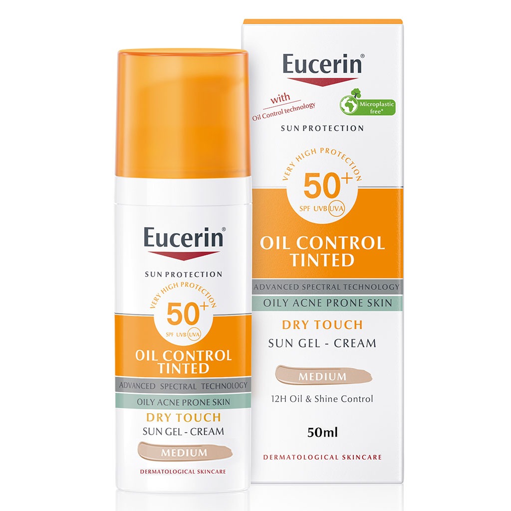 Eucerin Sun Oil Control SPF50+ Sunscreen Medium Tinted Gel-Cream With Dry Touch & Anti-Sine Effect 50ml - Easy Pharmacy LLC