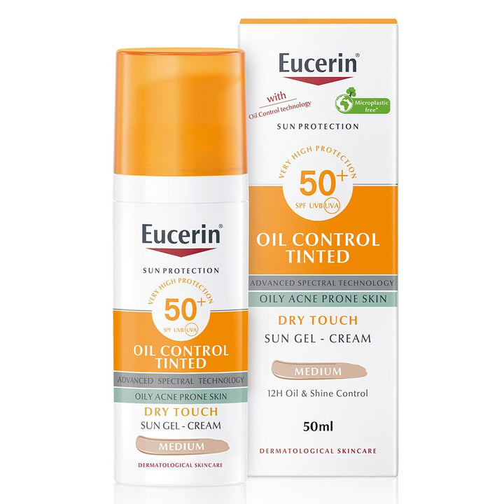 Eucerin Sun Oil Control SPF50+ Sunscreen Medium Tinted Gel-Cream With Dry Touch & Anti-Sine Effect 50ml - Easy Pharmacy LLC