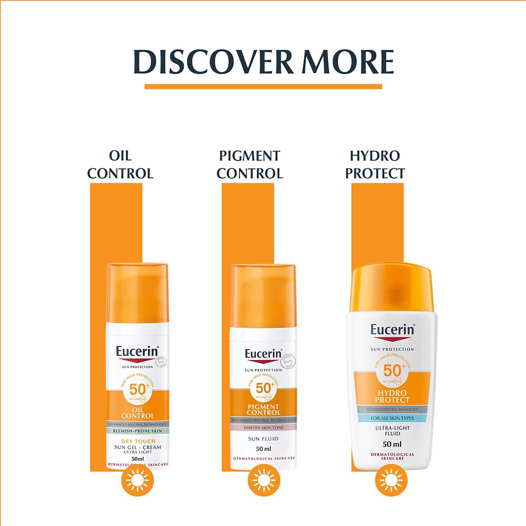 Eucerin Sun Oil Control SPF50+ Sunscreen Medium Tinted Gel-Cream With Dry Touch & Anti-Sine Effect 50ml - Easy Pharmacy LLC