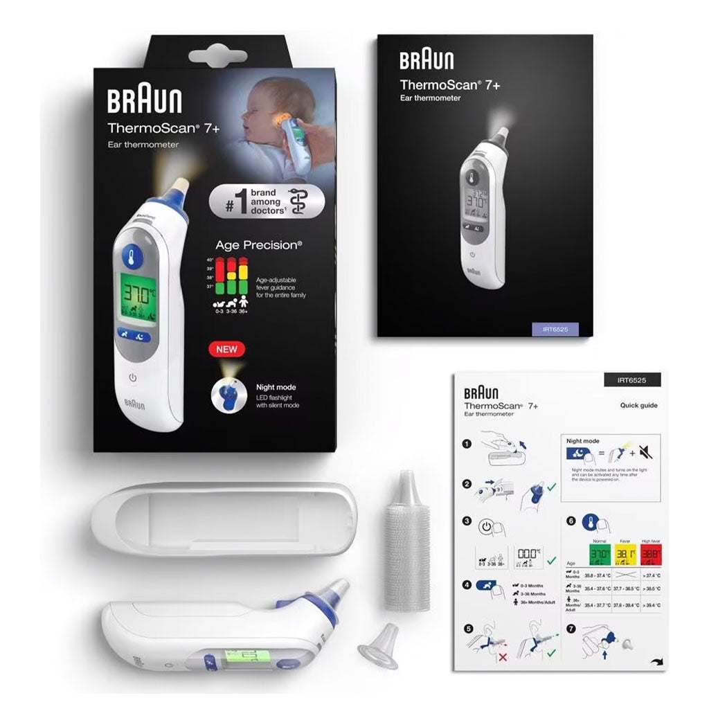 Braun Thermoscan 7+ Ear Thermometer with Age Precision and Night Mode IRT6525 - Easy Pharmacy LLC