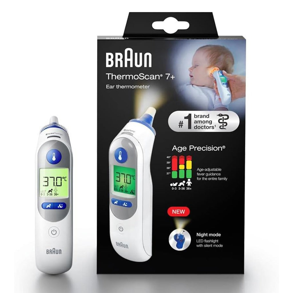 Braun Thermoscan 7+ Ear Thermometer with Age Precision and Night Mode IRT6525 - Easy Pharmacy LLC