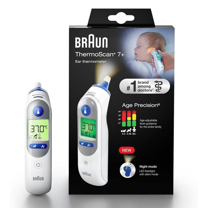 Braun Thermoscan 7+ Ear Thermometer with Age Precision and Night Mode IRT6525 - Easy Pharmacy LLC