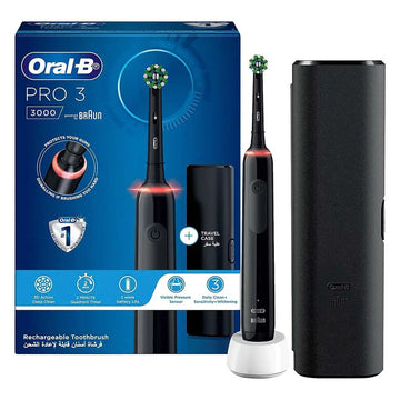 Oral-B Pro Clean 3 3000 Rechargeable Electric Toothbrush with Built-in Timer & Travel Case – Black