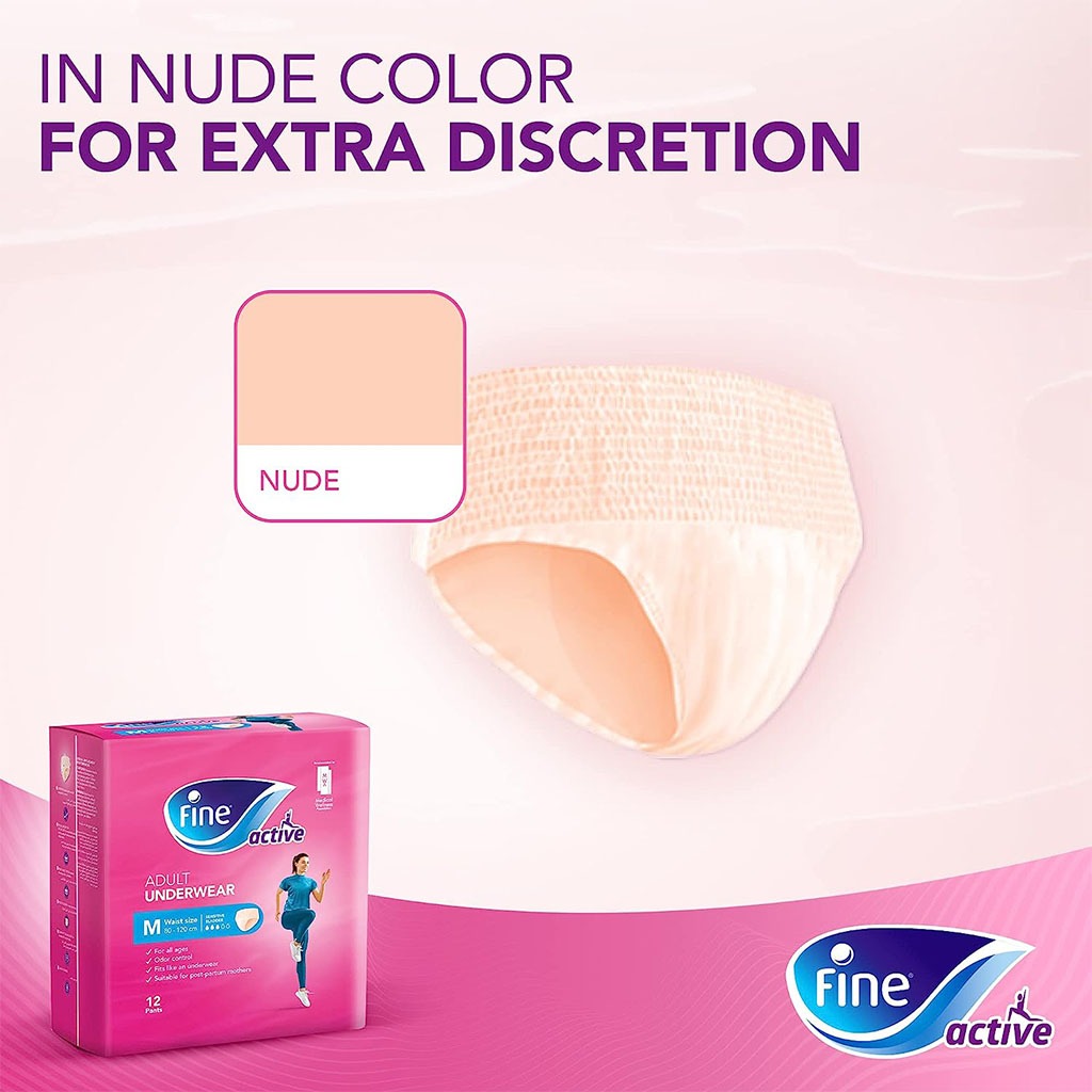 Fine Care Underwear Style Pull Up Adult Diaper For Incontinence & Postpartum, Medium, Pack of 12's - Easy Pharmacy LLC