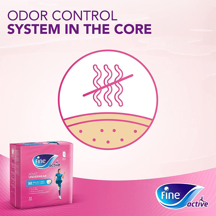 Fine Care Underwear Style Pull Up Adult Diaper For Incontinence & Postpartum, Medium, Pack of 12's - Easy Pharmacy LLC