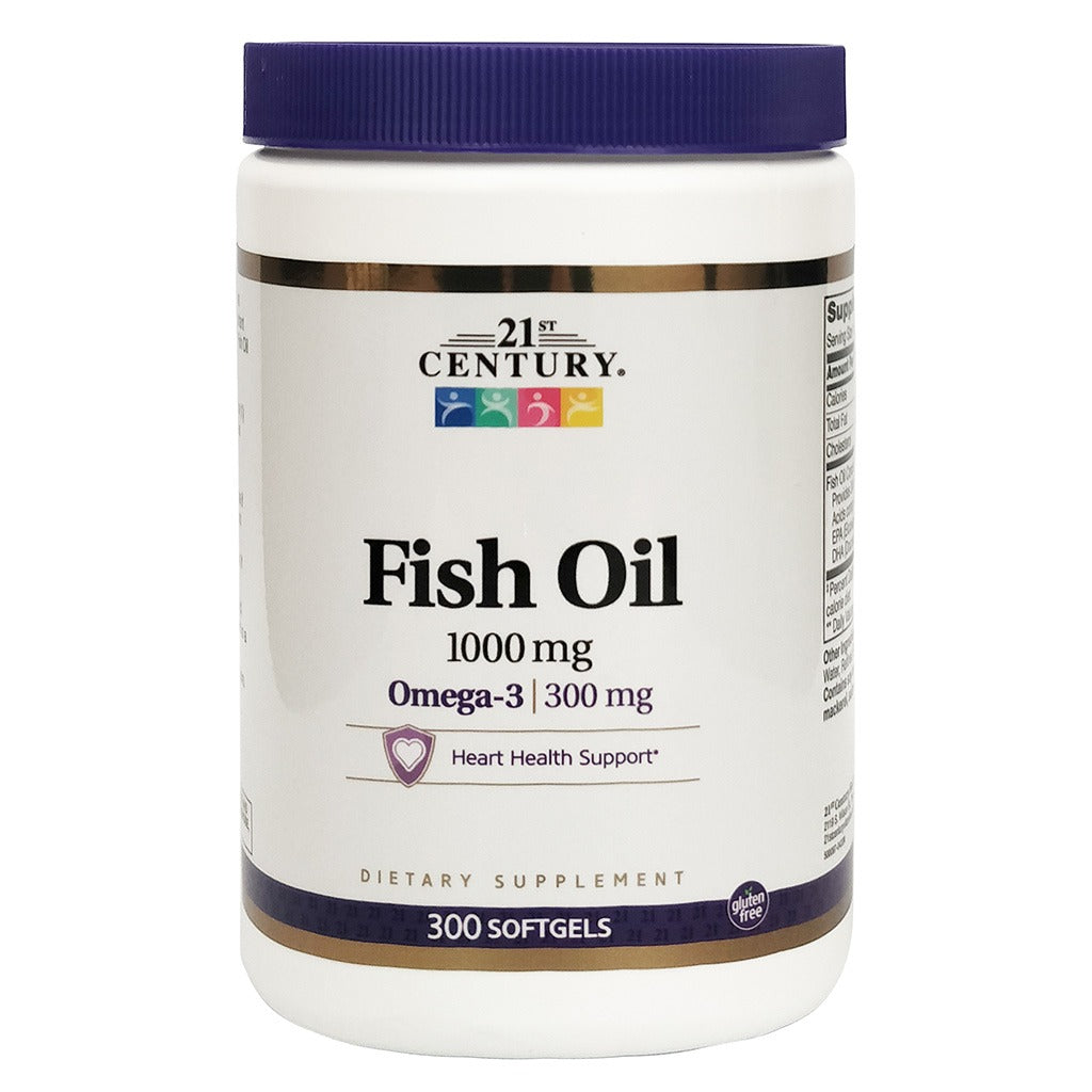 21st Century Omega 3 1000mg Fish Oil Supplement Softgels, Pack of 300's - Easy Pharmacy LLC