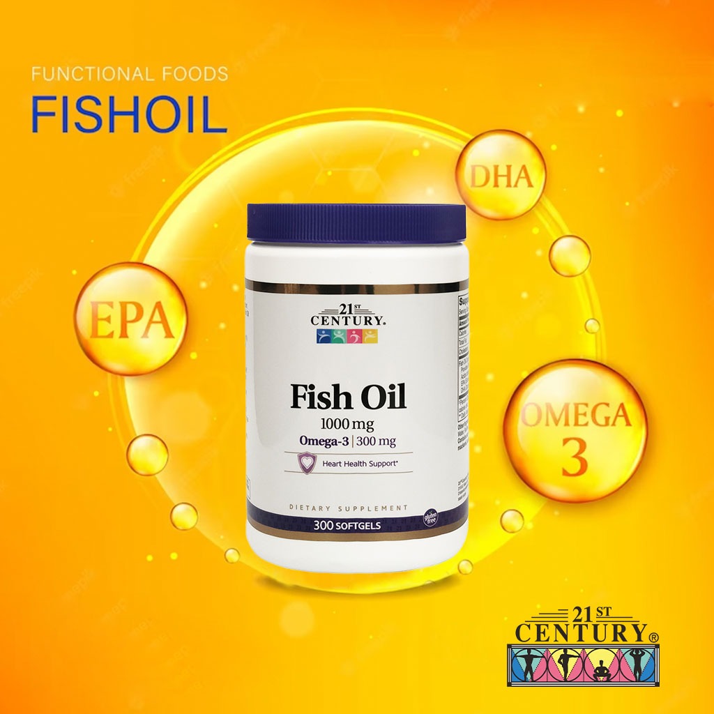 21st Century Omega 3 1000mg Fish Oil Supplement Softgels, Pack of 300's - Easy Pharmacy LLC