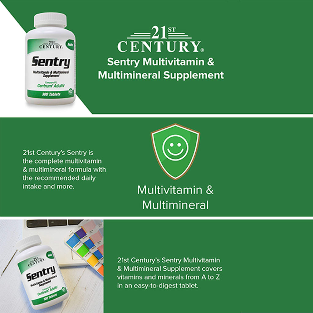 21st Century Sentry Adult Multivitamin & Multimineral Supplement Tablets, Pack of 300's - Easy Pharmacy LLC