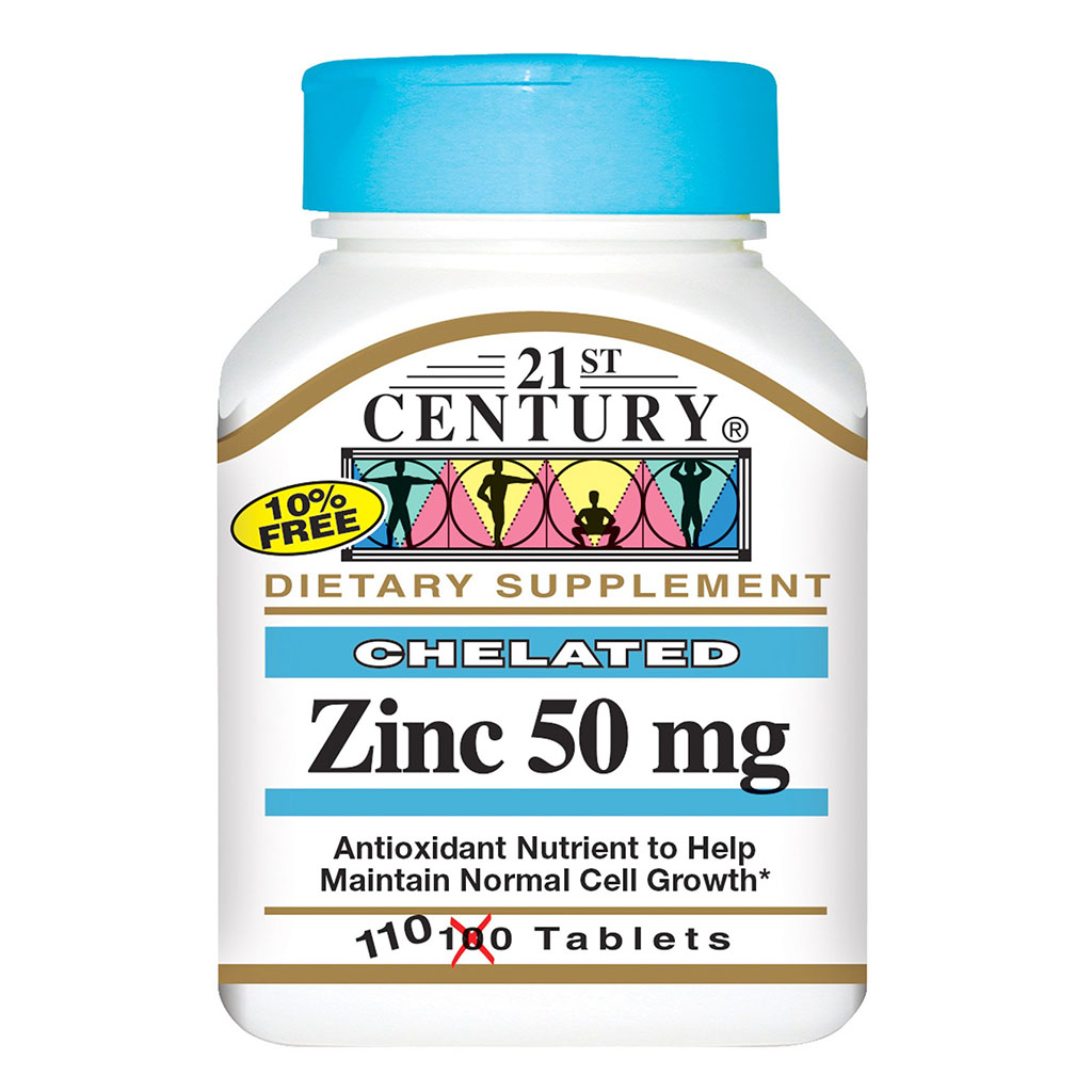 21st Century 50mg Chelated Zinc Tablets For Antioxidant Support, Pack of 110's - Easy Pharmacy LLC