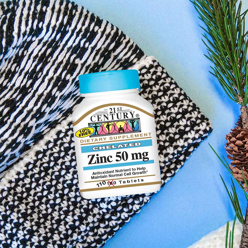 21st Century 50mg Chelated Zinc Tablets For Antioxidant Support, Pack of 110's - Easy Pharmacy LLC