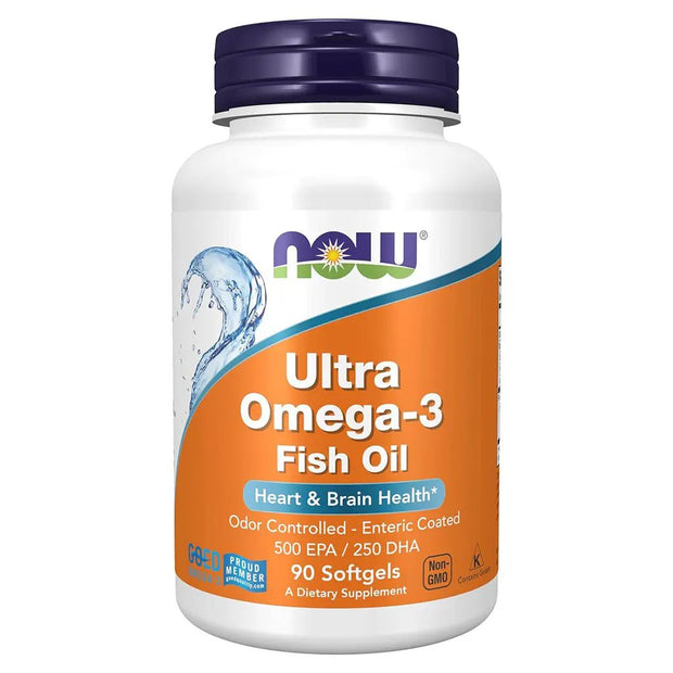 NOW Ultra Omega-3 1000 mg – 500 mg EPA + 250 mg DHA Fish Oil Supplement, 90 Softgels