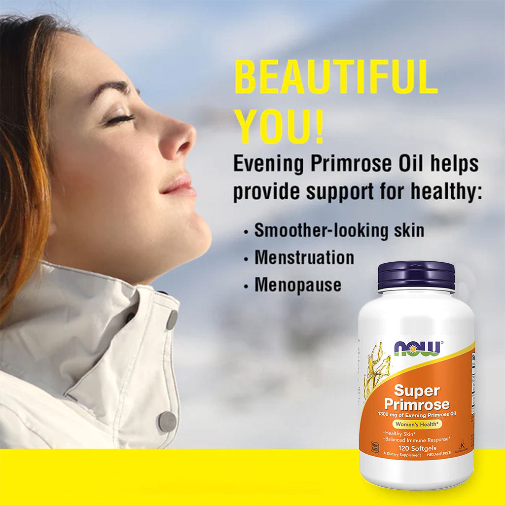 Now Super Primrose 1300mg Softgel For Women's Health, Pack of 120's - Easy Pharmacy LLC