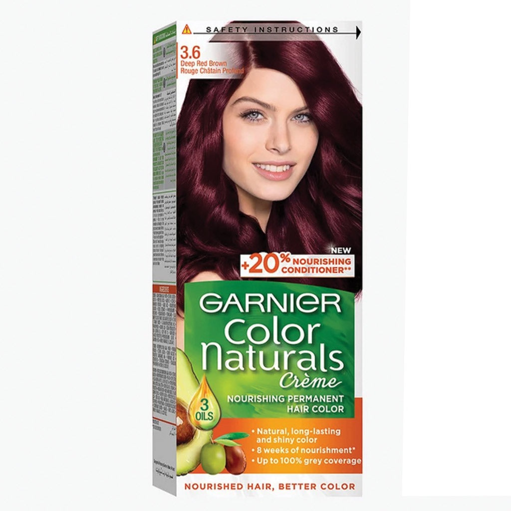 Garnier Color Naturals Cream Hair Color 3.6 Deep red Brown Kit - Easy Pharmacy LLC