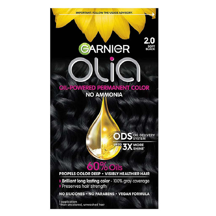 Garnier Olia Ammonia Free Oil-Powered Permanent Hair Colour Kit, Color 2 Black - Easy Pharmacy LLC
