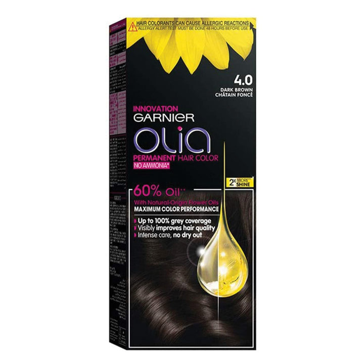 Garnier Olia Permanent Hair Color 4 Dark Brown Kit - Easy Pharmacy LLC