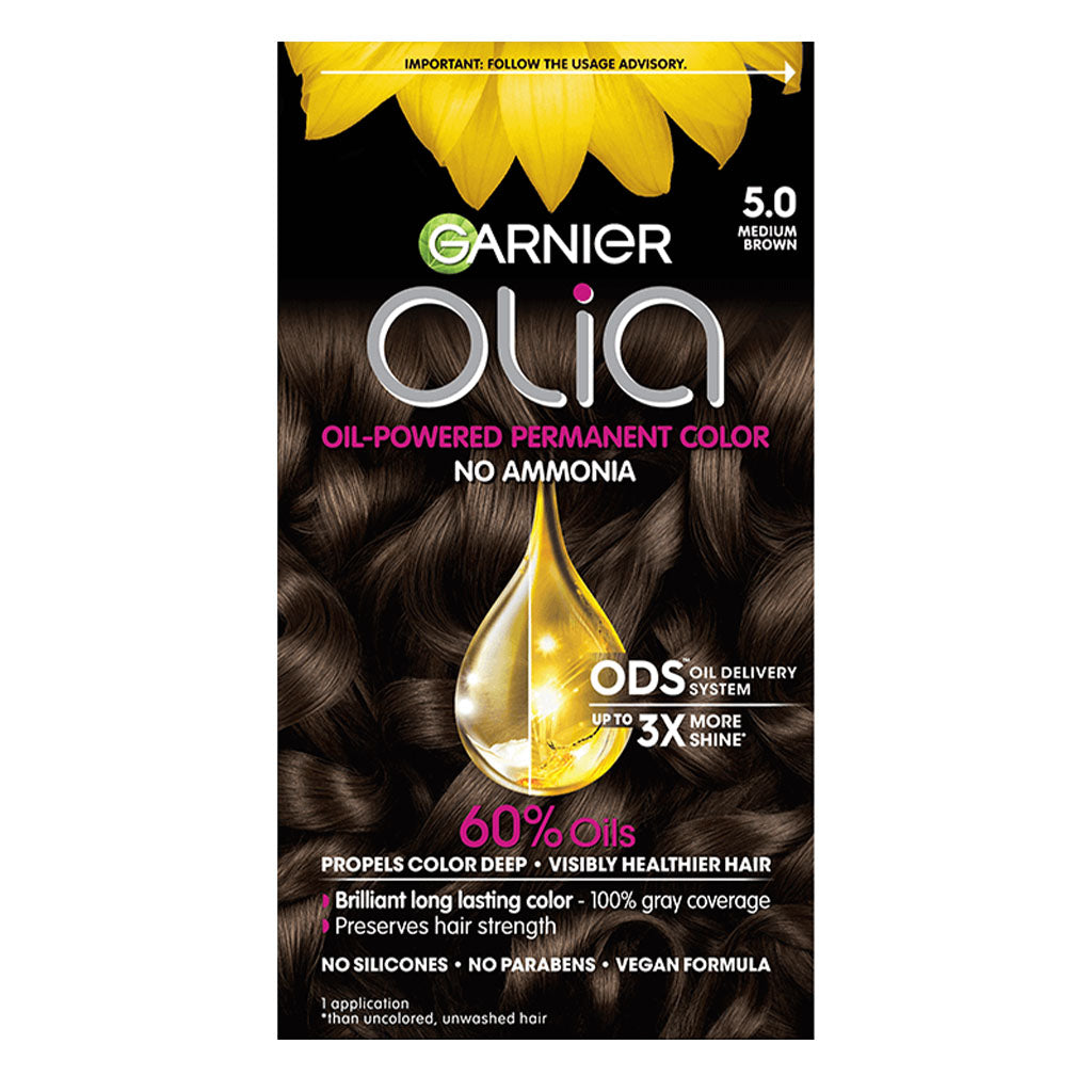 Garnier Olia Ammonia Free Oil-Powered Permanent Hair Colour Kit, Color 5 Brown - Easy Pharmacy LLC