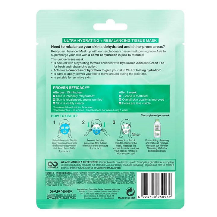 Garnier SkinActive Hydra Bomb Ultra Hydrating + Rebalancing Facial Tissue Mask For Normal To Combination Skin 32 g, 1's - Easy Pharmacy LLC